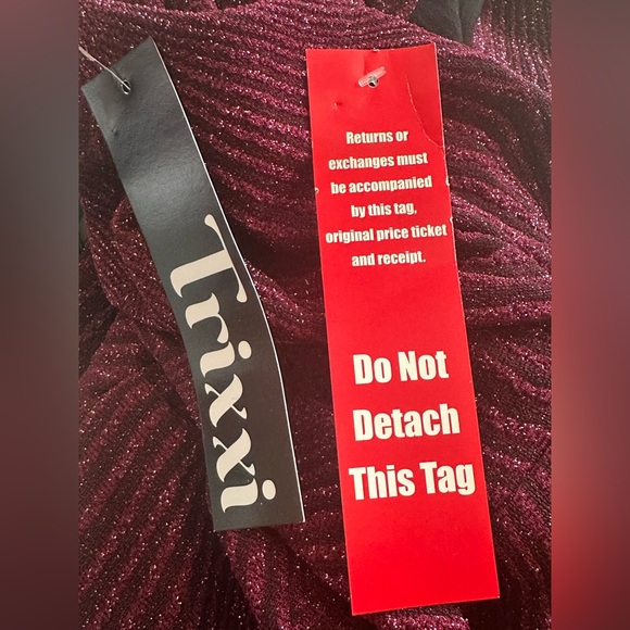 Trixxi Burgundy Sparkle Knit Long Sleeve Dress - Picture 3 of 6